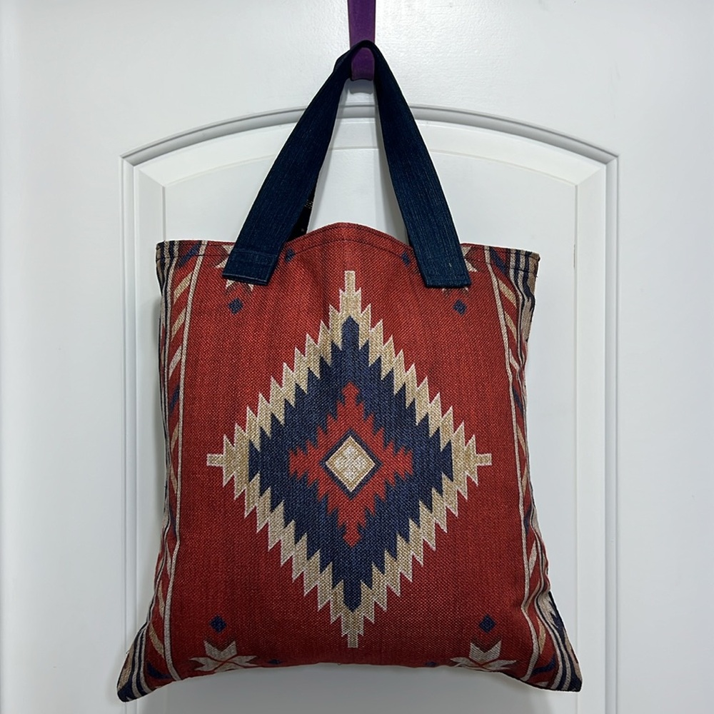 Handmade Denim & Indian Print Tote Bag